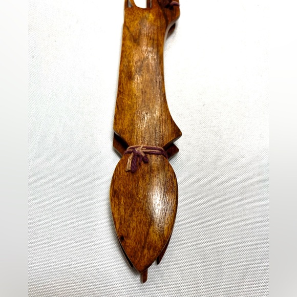 Wooden Elephant Spoon/Fork Made In Kenya 8” set of 2 - Picture 5 of 8